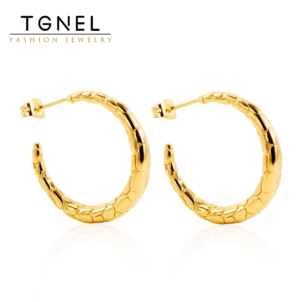 

Boho Style Stainless Steel Hoop Earrings Gold Color Plated C Shape for Women Memorial Day Gift Boucle D’oreille Acier Inoxidable