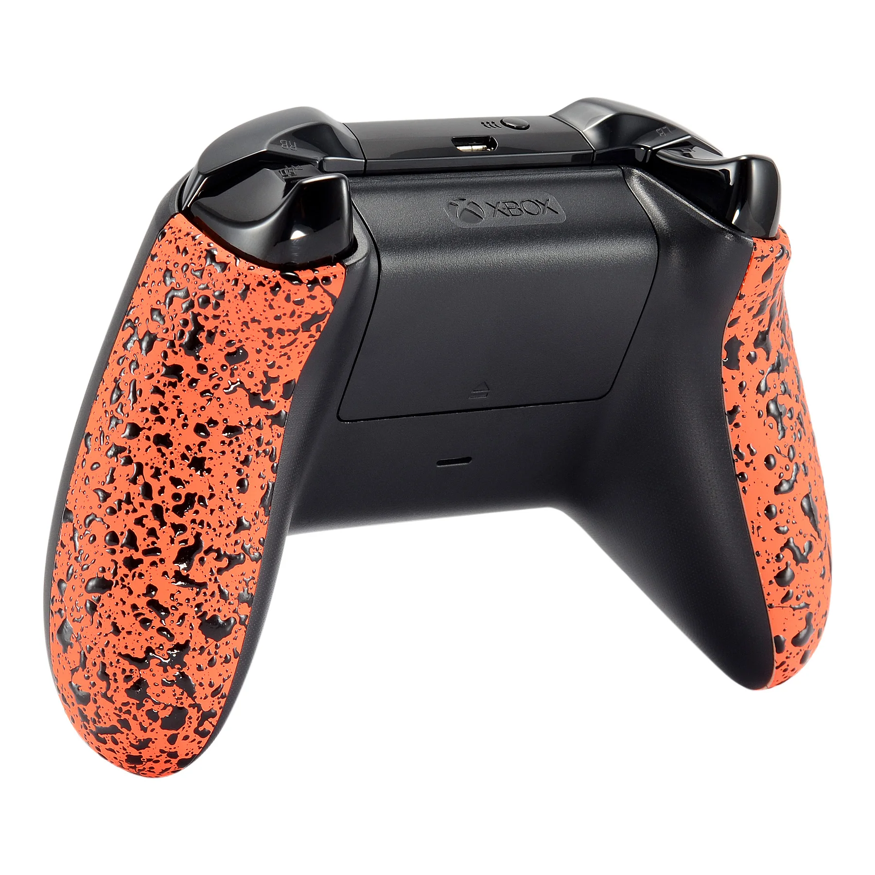 

eXtremeRate Textured Orange Back Panels Non-slip Side Rails Replacement Parts for Xbox One X & One S Controller