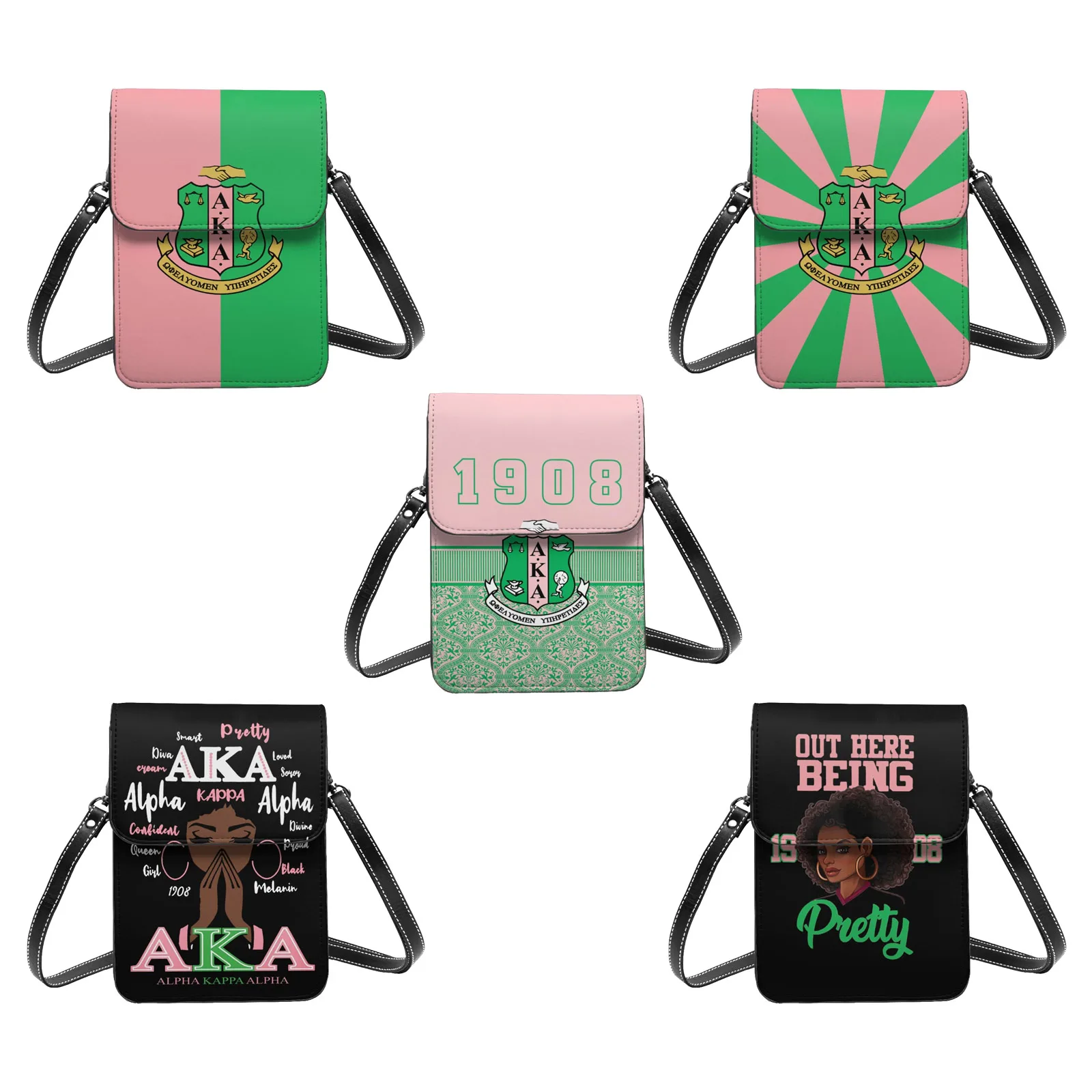 

Alpha Kappa 1908 AKA Alpha Cell Phone Purse Wallet PU Leather Handbag Crossbody Bag Shoulder Bag with Adjustable Strap