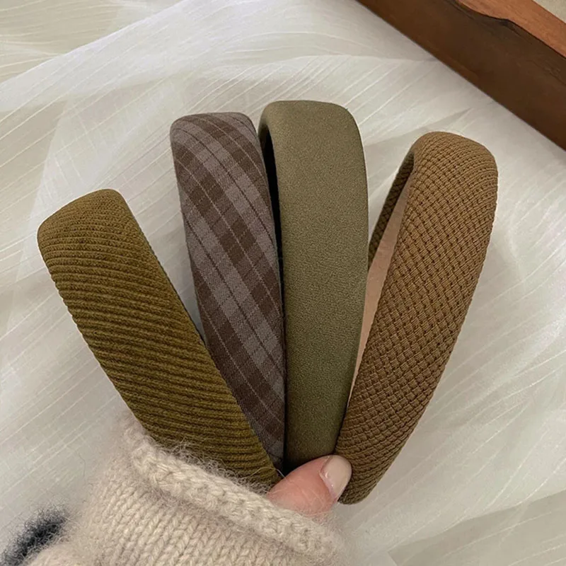 

2022 Solid Color Knitting Elastic Hair Bands Headband Women Girls Vintage Wide Thicken Hairband Hoop Korean Hair Accessories