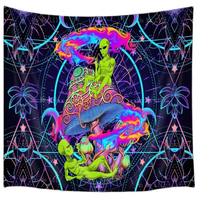 

Trippy Weed Cool Alien Psychedelic Mushroom Aesthetic Stoner Hippie Boho Tie Dye Tapestry Wall Hanging For Bedroom Living Room