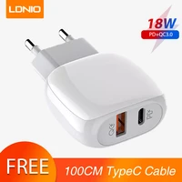 ldnio 20w quick charge 3 0 usb c type c mobile phone fast charging charger for huaweixiaomi dual port wall charger