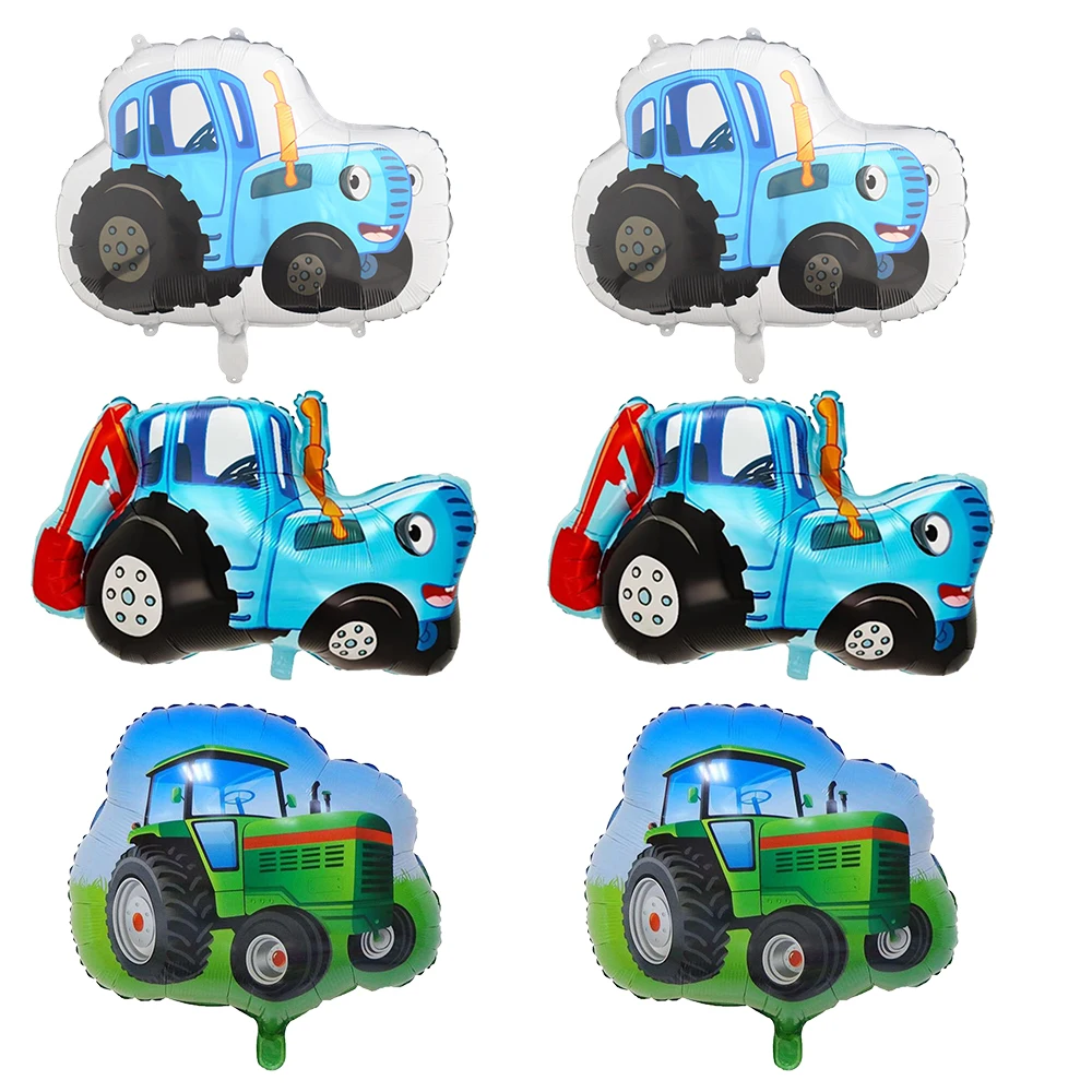 6 шт. зеленые воздушные шары для трактора машинки фольгированные детские