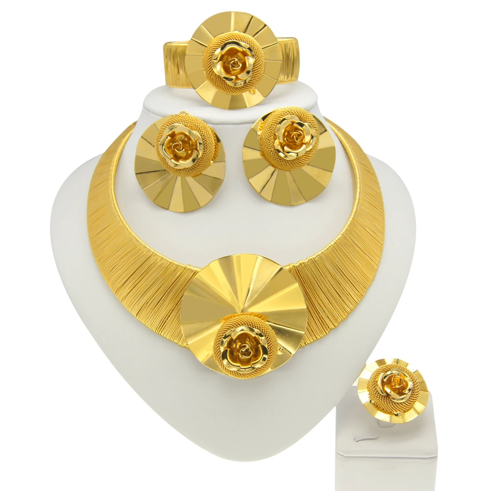 Jewelry Set For Women Brazilian Gold Colour Original Edition Design Luxury Necklace Bracelet 2022 Fashion Trends H30003