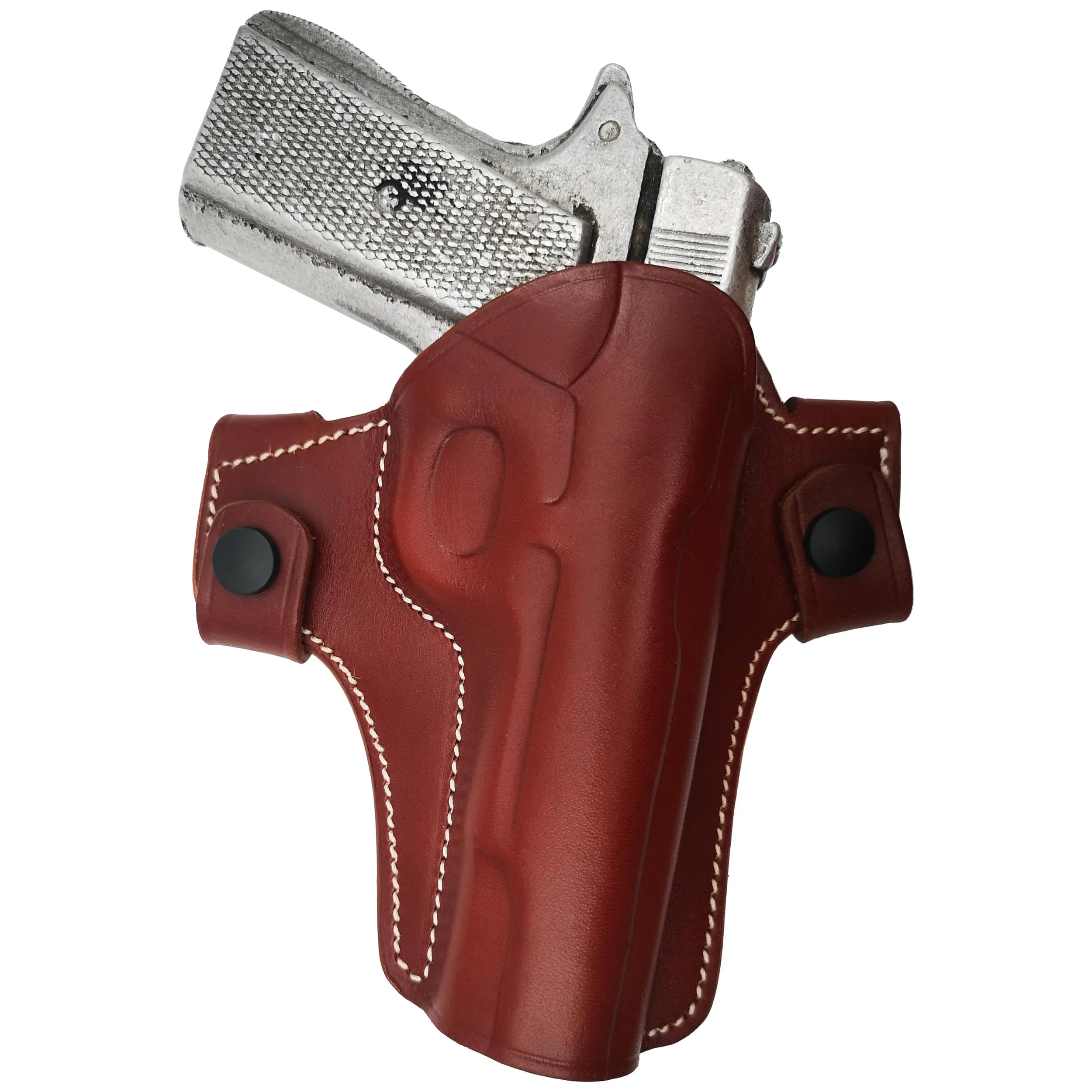 

Sig Sauer P228 Compatible Real Leather Holster Two Plug-in Belt Slot Pancake Style Quick Release OWB Gun Pouch Brown