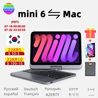 for apple ipad mini 6 2021 keyboard case funda russian korean arabic french portuguese rotatable 7 colors backlit keyboard cover