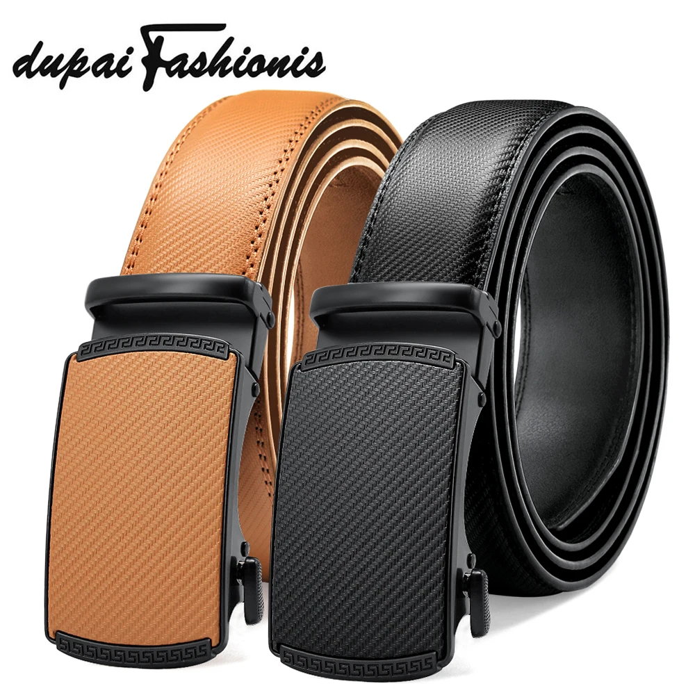 DUPAI FASHIONIS Men's Belts Luxury Automatic Buckle Genune Leather Strap Black Brown for Mens High Quality Cow Leather Belt  Man
