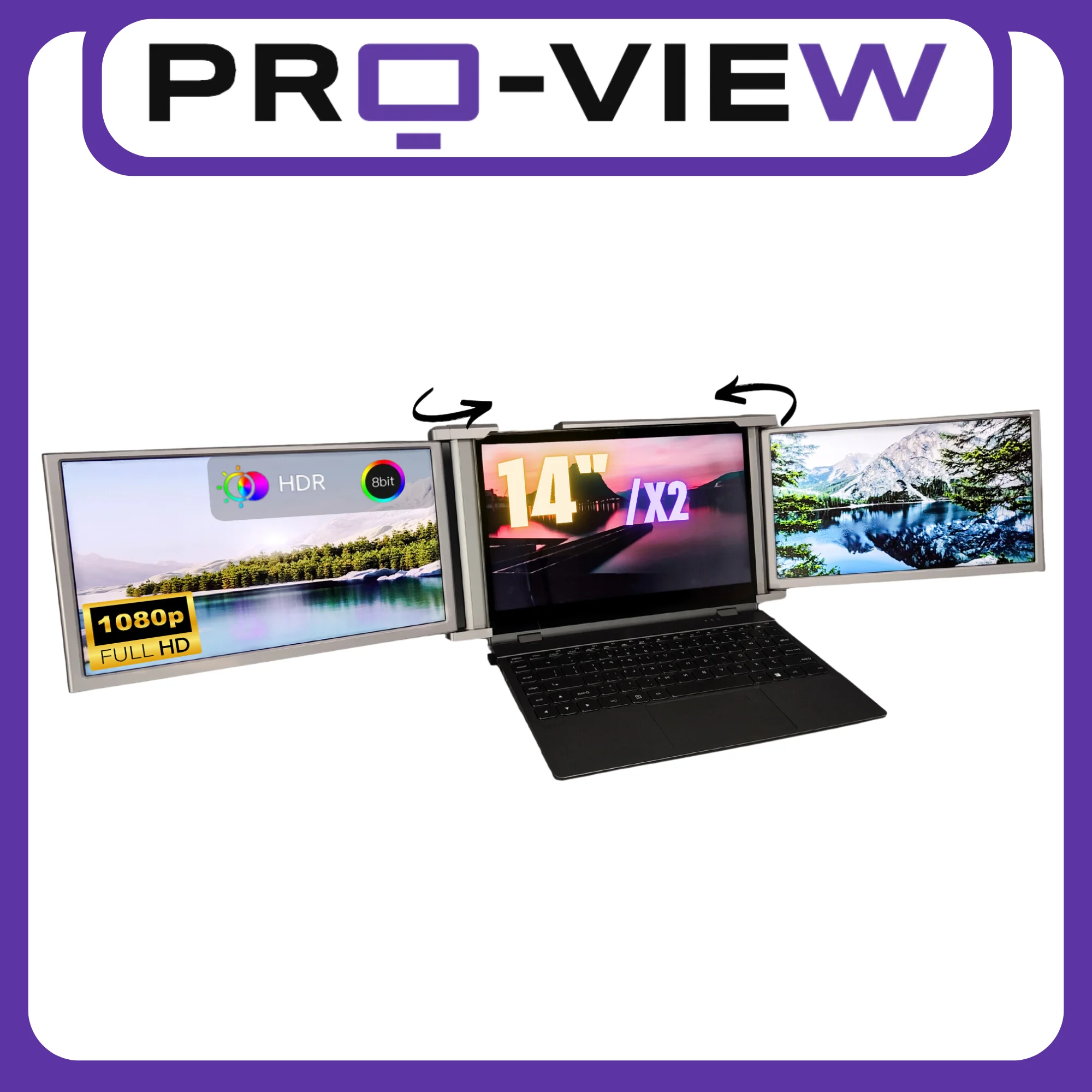 Двойной монитор для ноутбука 14 дюймов Full HD IPS + ETUI бесплатно. Pro-View PMD1400