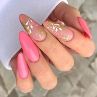 24 pcs detachable press on nails pink flower pattern french style decals artificial false nails supplier packing in box
