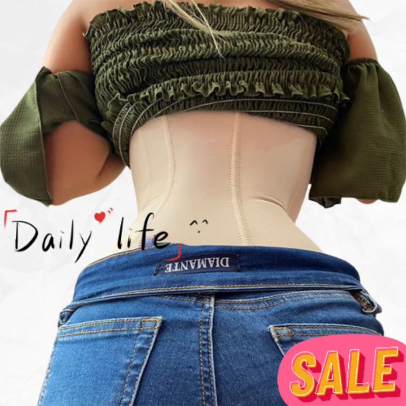 Faja High Compression Waistband Faux Leather Belt Sheath Black Steel Boned Waist Trainer Tummy Control Hourglass Figure Cincher