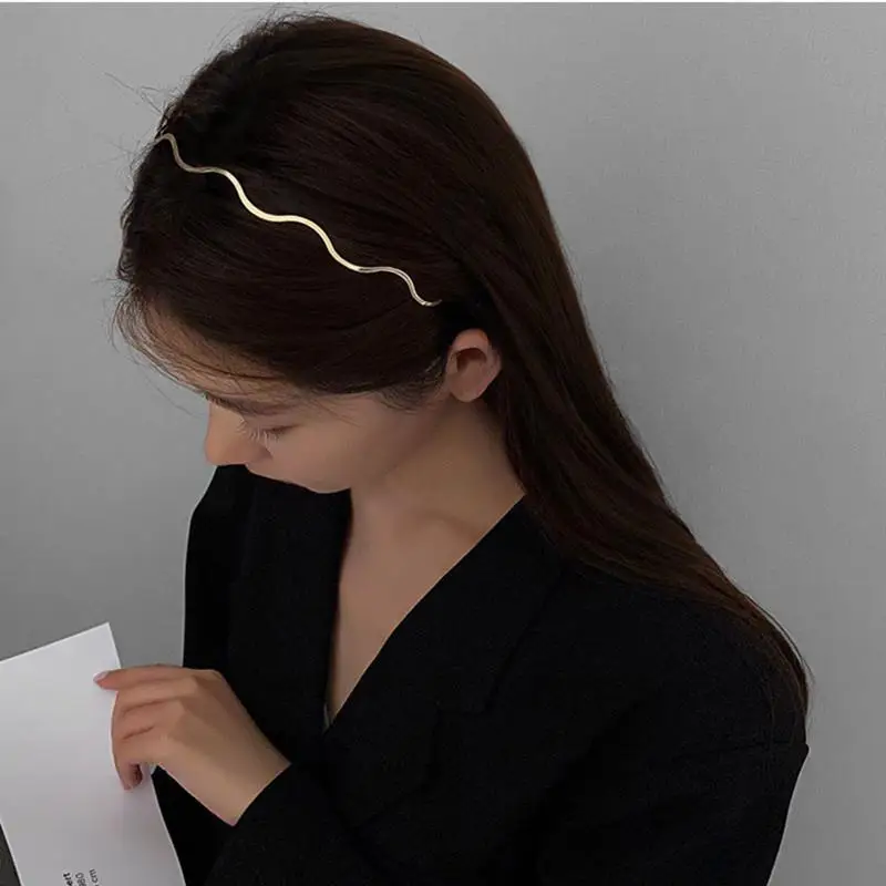 

Metal headband wavy thin fashion luxury simple hair clip hair hoop for women