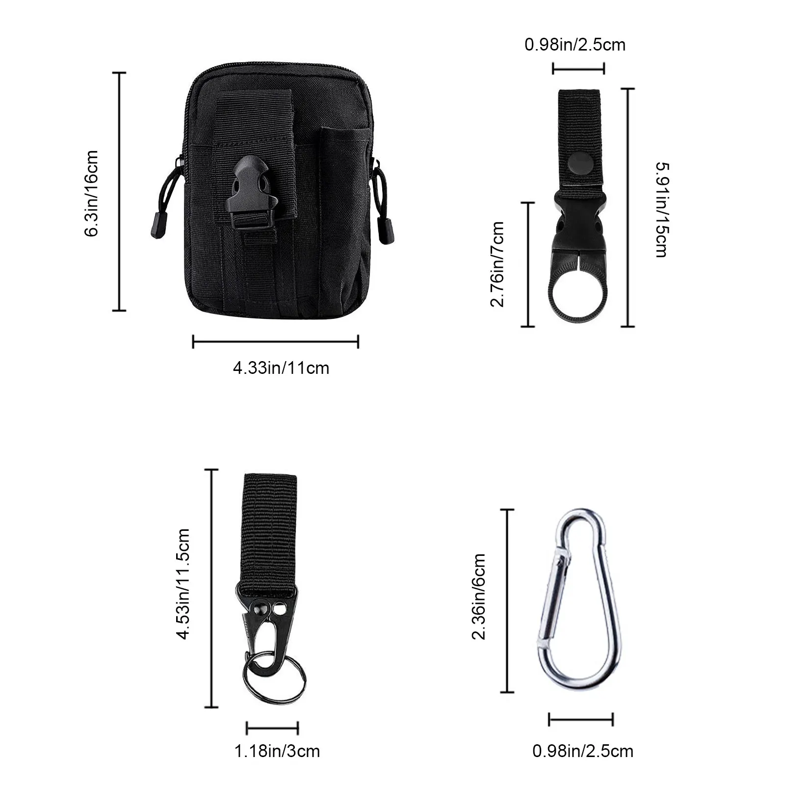 Прочный наружный тактический пояс CS черного цвета - Полный комплект