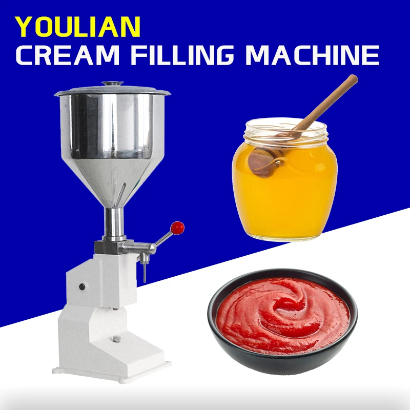 A03 Tabletop 5~50ml Hand Operated Cream Bottle Vial Filler Nail Polish Cream Shampoo Cosmetic Liquid Paste Gel Filling Machine