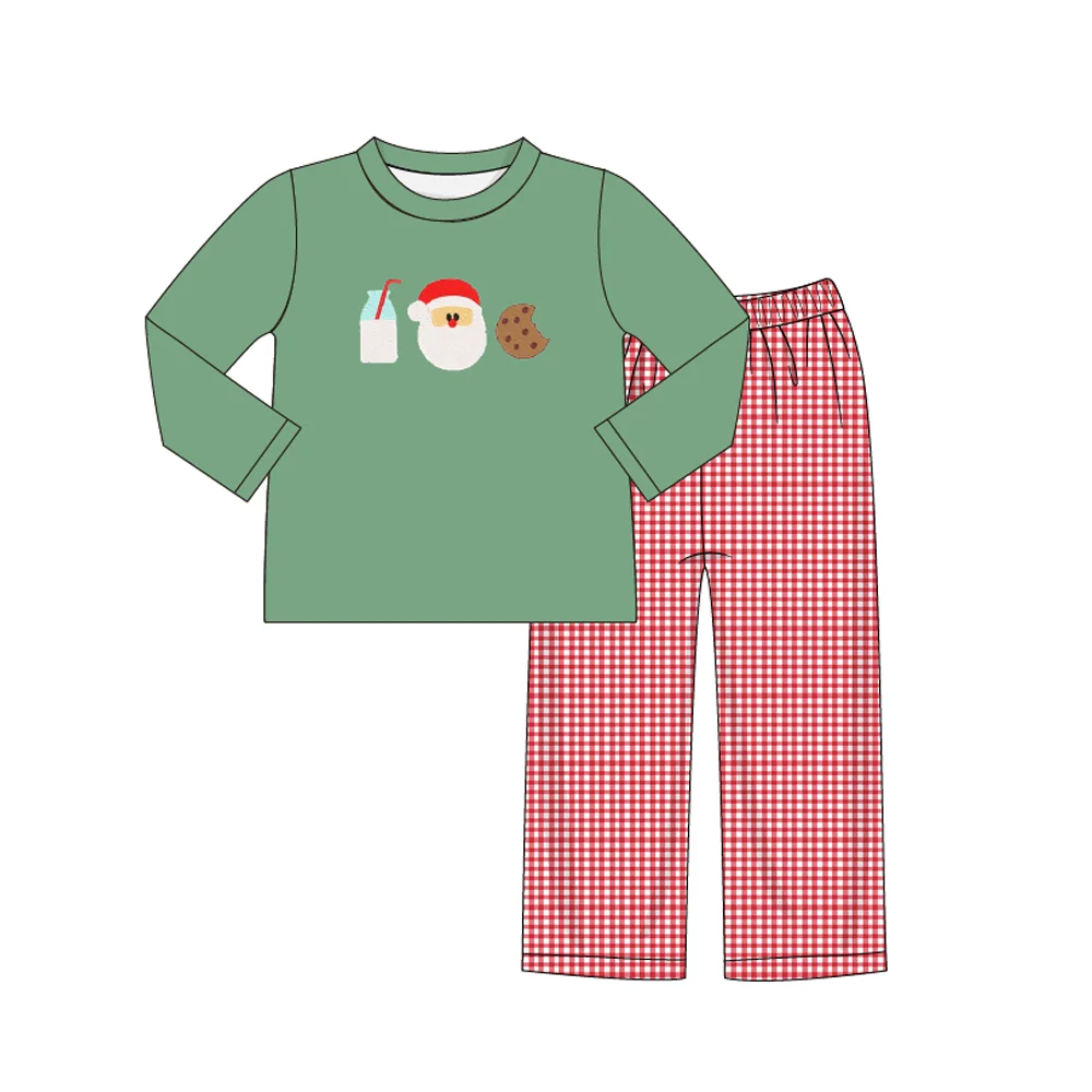 

Christmas Toddler Outfits Baby Boy Clothes Set Bebes Items Santa Claus Embroidery Bodysuit Lattice Pants Suit For 1-8T Babi Boys