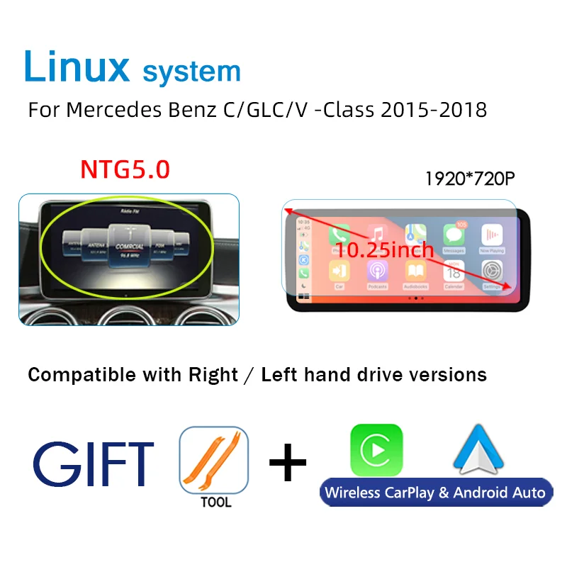 

Linux Auto Radio Carplay Экран для Mercedes Benz C GLC V A GLA CLA Class W176 X156 C117 W205 C253 W4467 GPS Мультимедийный плеер