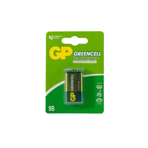 Солевая батарейка GP Batteries GP GreenCell 9V Крона (GP 1604GLF-2CR1), БЛИСТЕР