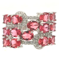 23x15mm gorgeous shecrown pink raspberry rhodolite garnet cz women daily wear 925 silver rings wholesale drop shipping