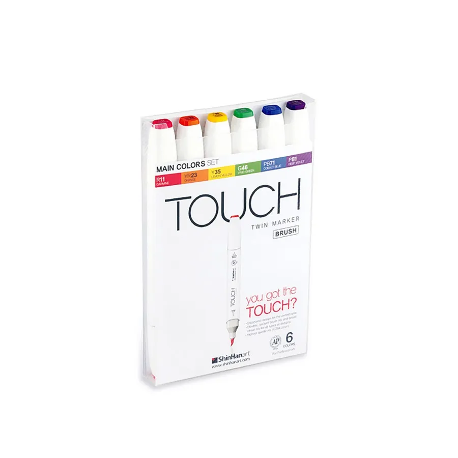 Touch Набор маркеров Twin Brush 6 цветов основные цвета SH-1200613