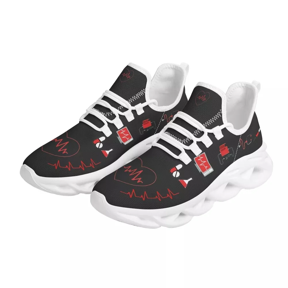 Yikeluo Nurse Shoes Women Print Breathable Sneakers Woman Slip-on Light Non-slip Flats Ladies Soft Bottom Casual Sports Shoes