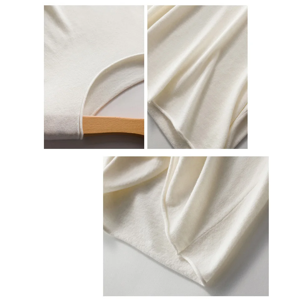 Женский шерстяной свитер с круглым вырезом и рулонными краями белый M