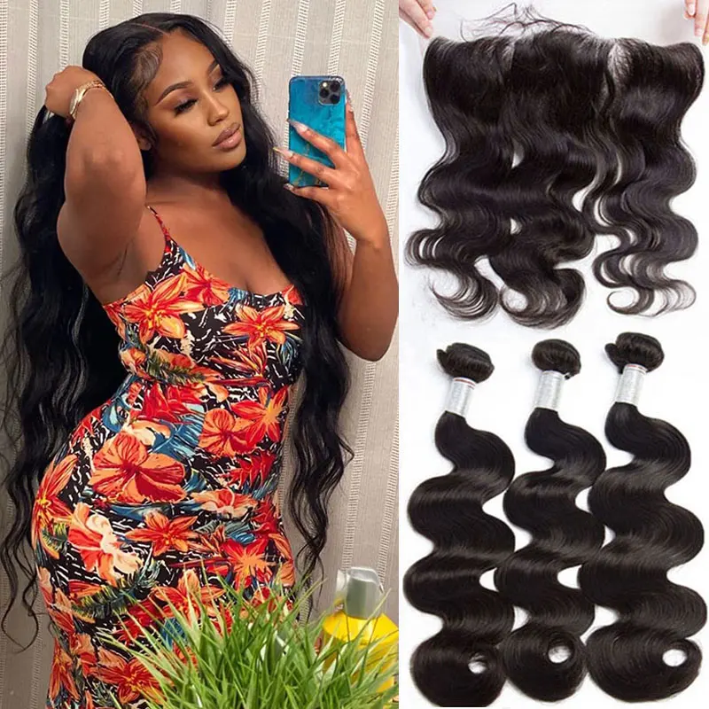 

Body Wave Bundles With Closure 5*5 13x4 HD Lace Frontal Brazilian Weaving GEM Natural Hair Extensions 30 Inch Human Hair Bundles