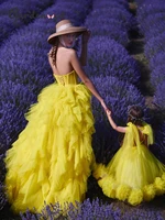 gardenwed yellow mother and daughter dress puffy flower girl dress little bride dress girl birthday dresses