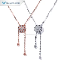 tianyu gems 925 sterling silver women drop necklaces moissanite diamonds 3mm round gemstones wedding necklace jewelry for girls