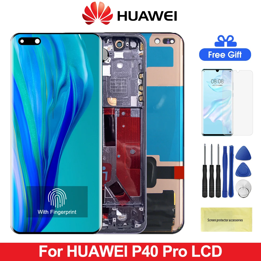 

Original Screen for Huawei P40 Pro with Fingerprint, for Huawei P40 Pro ELS-NX9 ELS-N04 Lcd Display + Touch Screen Replacement