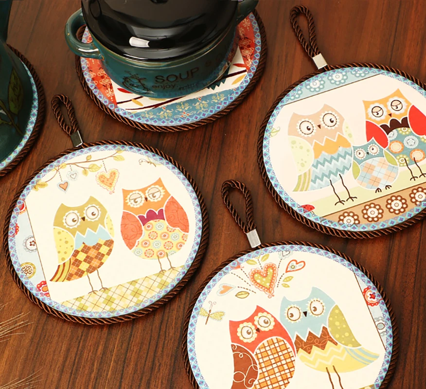 

Ceramic placemats, household items, bowl mats, double-layer cork insulation mats, round pastoral style, tea tray mats