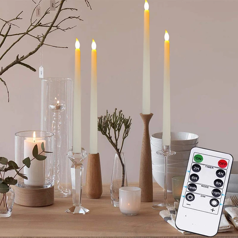 Christmas Decoration Led Remote Control Long Rod Electronic Candle Home Table Wedding Restaurant Decoration Long Pointed Rod Wax