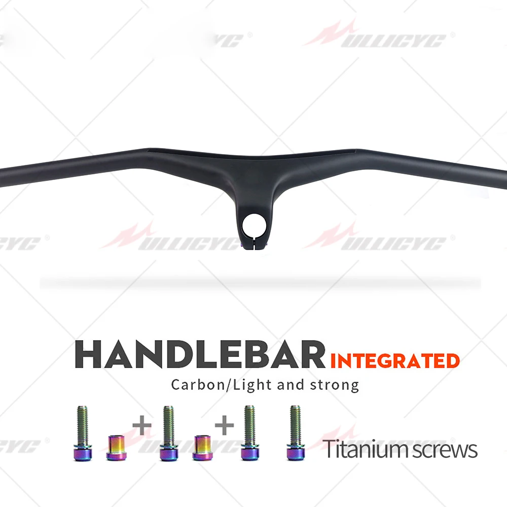 Интегрированный карбоновый горный велосипедный руль-17 градусов С Титановым винтом 3K черный матовый руль XC MTB 70 мм