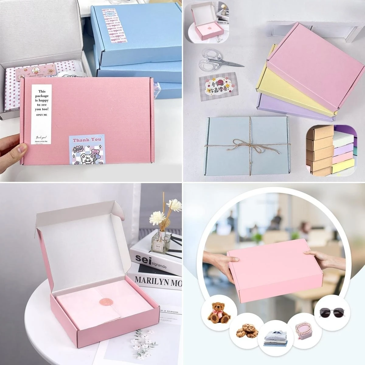 Es Cardboard Corrugated Mailer Boxes For Packaging Craft Gifts Giving Products For Small Business Wedding Party