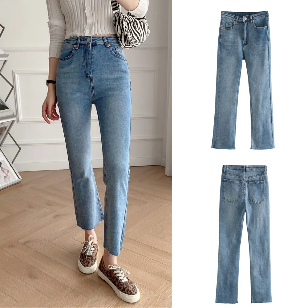 

PB&ZA 2022 Autumn New Women's Clothing Basic Commuter All-match High-waisted Slim and Ankle Flared Jeans 3643212