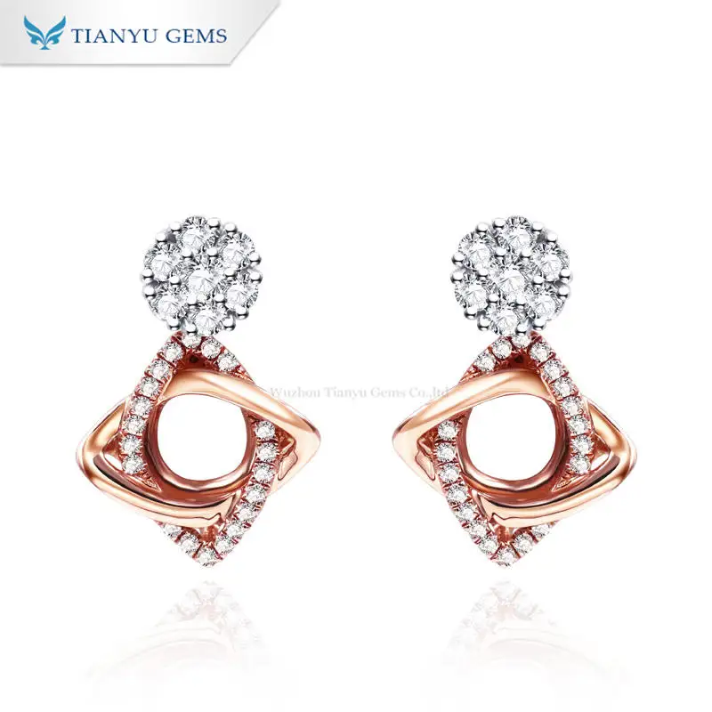 

Tianyu Gems Real 14K Rose Gold Stud Earrings DEF Colorless Round Moissanite Women Au585 Gemstone Earrings Wedding Fine Jewelry