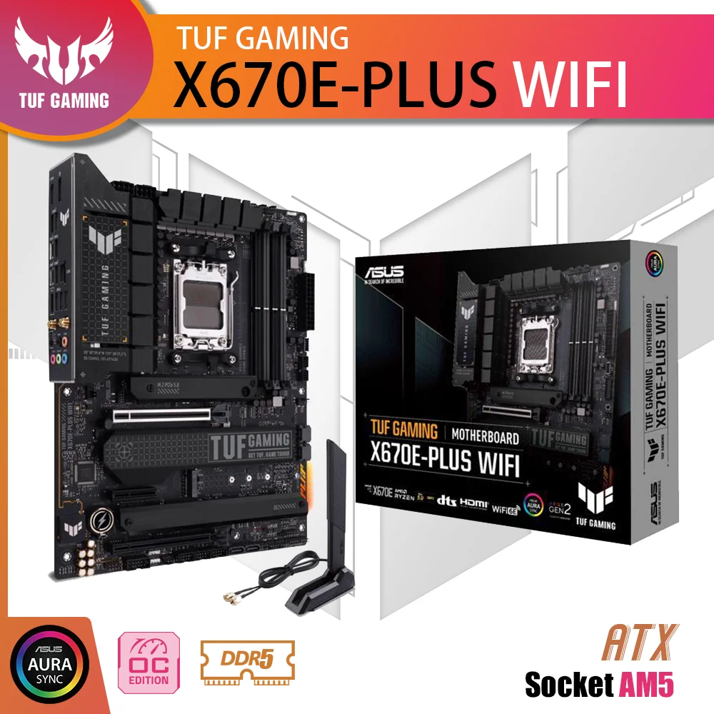 

New ASUS TUF GAMING X670E-PLUS WIFI AM5 Motherboard DDR5 Mainboard Support AMD Ryzen 7000 Series Processor CPU R5 R7 R9 Kit RGB