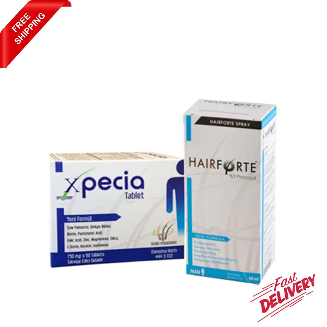 

Xpecia Men против выпадения волос для мужчин t, 750 мг 60 таблеток, биотин кератин и Hairforte Мужской спрей 60 мл