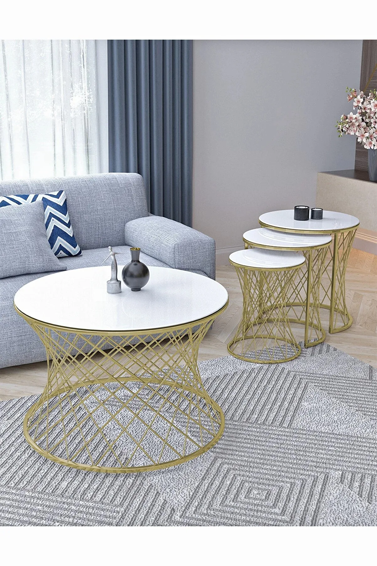 

Straw Wire Coffee Table Set Gold Silver Metal Black White Glass Modern Coffee, Tea Scandinavian Modern Quality Coffee Table