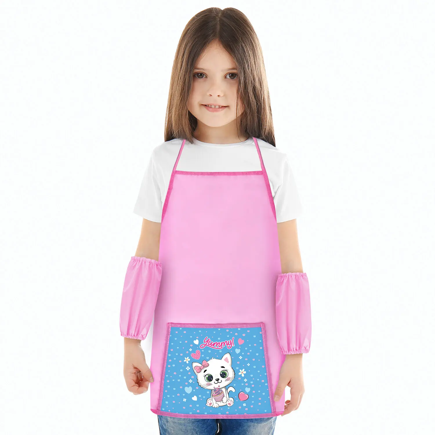 Фартук с нарукавниками для уроков труда ПИФАГОР 1 карман 44x55 см &quotYummy Cupcake&quot 271646