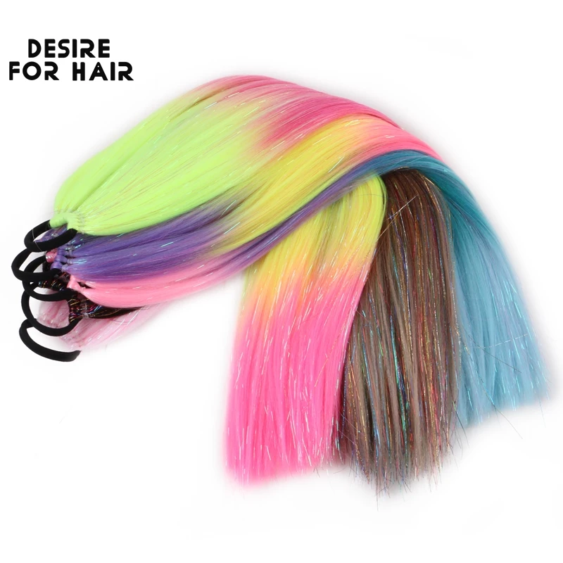 Прямые волосы Desire for Hair 26 дюймов, хвост Yaki с лентой для волос, Микс мишуры, блестящие синтетические волосы для плетения (art.: 3920bf52018b0) - 3920bf52018b0