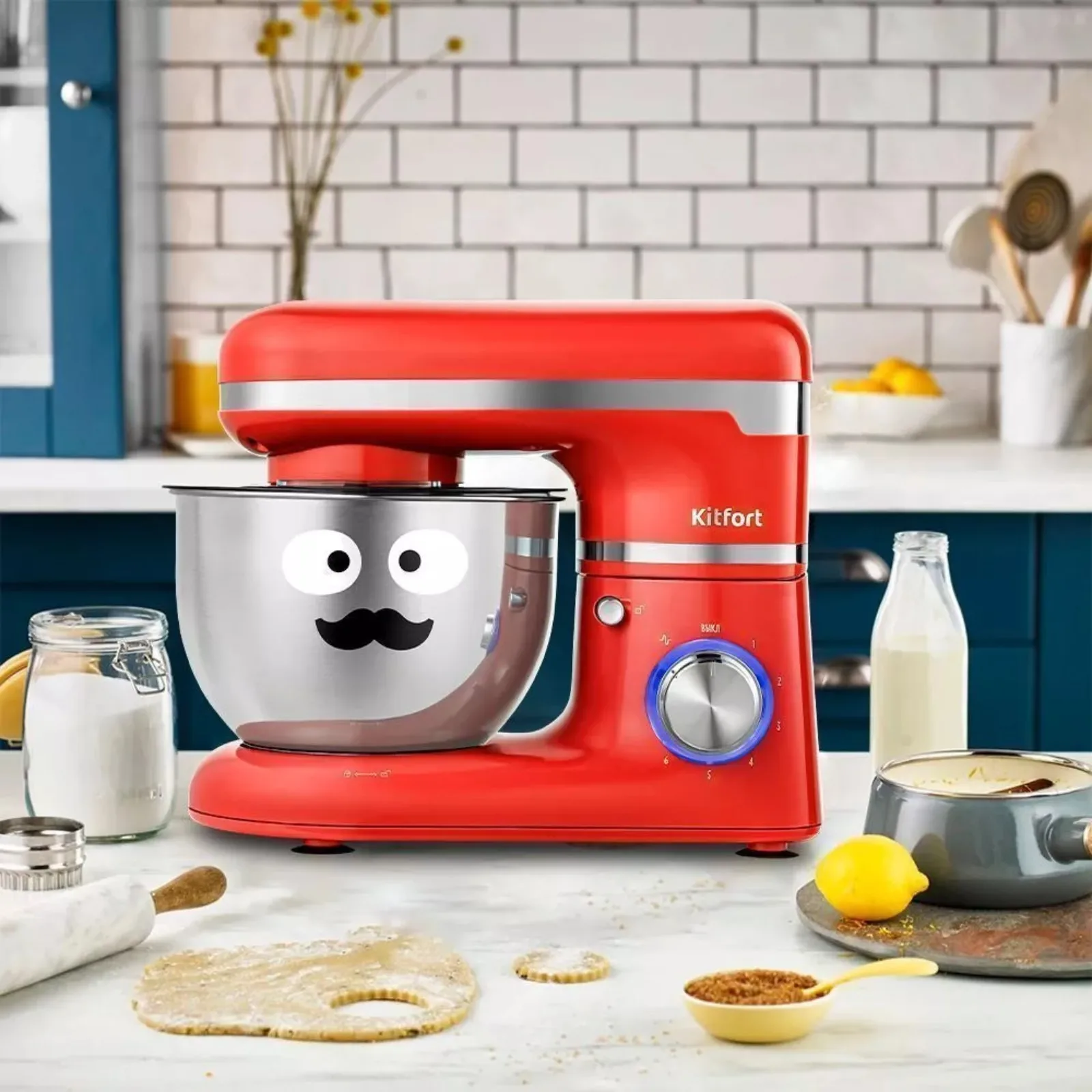 Миксер Kitfort КТ-3415-3 планетарный 800 Вт 4 л 6 скоростей красный
