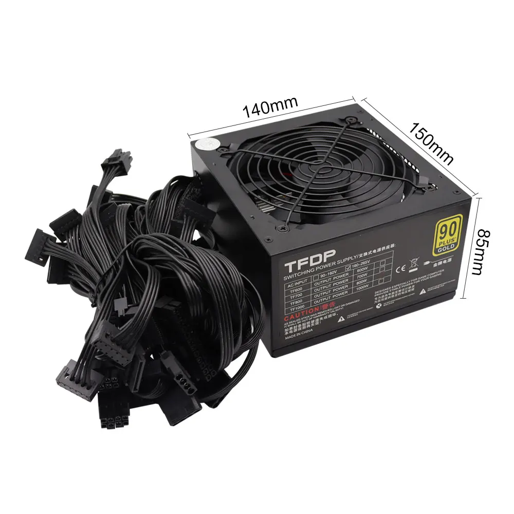 Cena TFDP 800W ATX Zasilacz ATX Komputer Stacjonarny PSU Złoto Górnictwo Chia Moc Znamionowa 800W Konkurencyjna Gra Gamer 80PLUS
