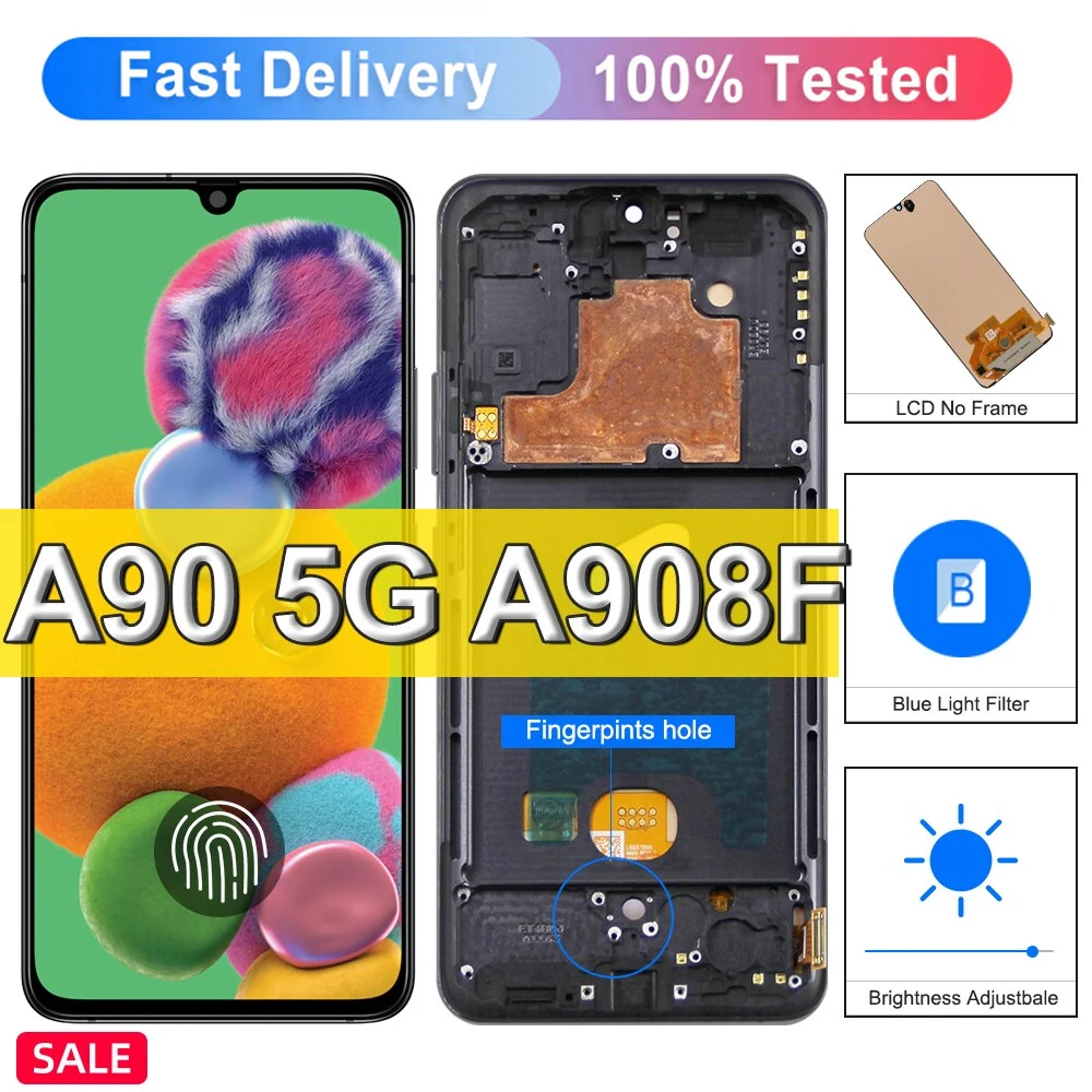 Оригинальный дисплей 6,7 дюйма для Samsung Galaxy A90, дисплей с сенсорным экраном в сборе с рамкой для Samsung A90, фотография Оригинальный дисплей 6,7 дюйма для Samsung Galaxy A90, дисплей с сенсорным экраном в сборе с рамкой для Samsung A90, фотография