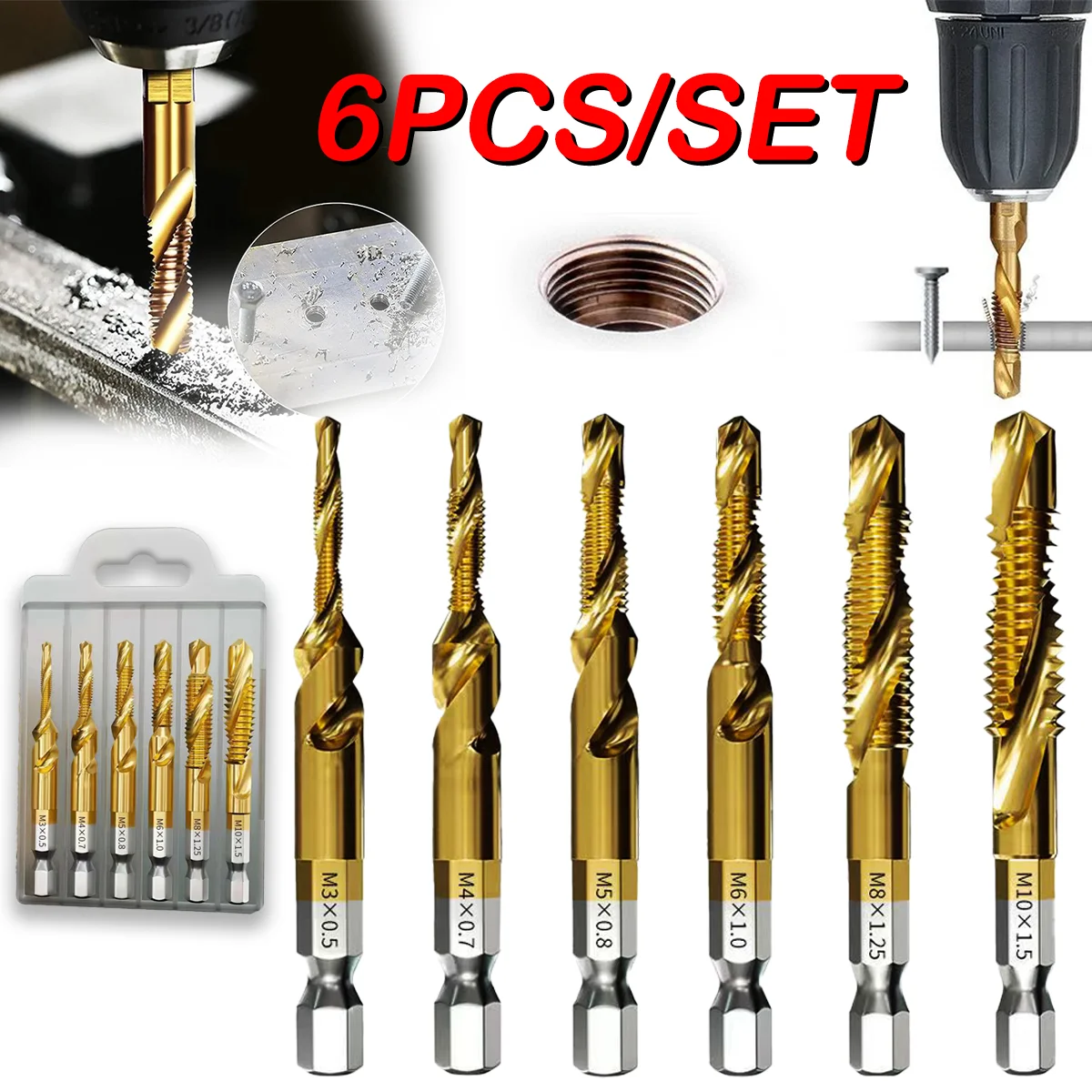 

Сверла-метчики HSS с титановым покрытием M3-M10