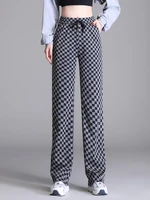 checkerboard grid casual women pant cargo y2k clothes korean fashion stright harajuku trouser for women streetwear pantalones