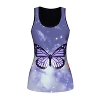 2020 fashion butterfly print vest womens sleeveless summer vest beautiful o neck pattern womens top