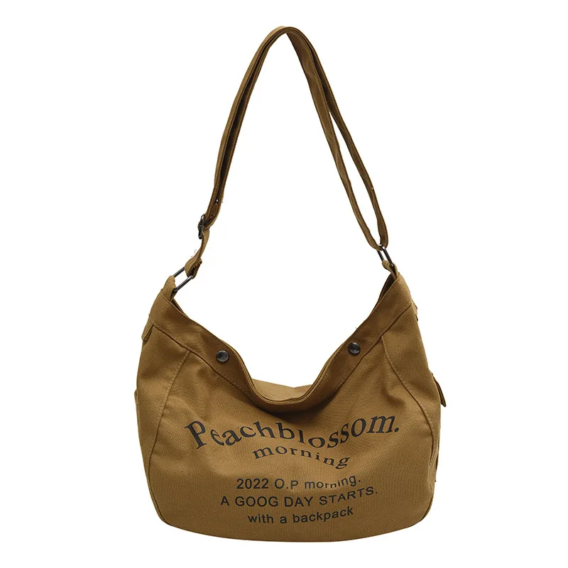 

Canvas women's bag new literary print letter tote bag retro college style one-shoulder diagonal handbag large bag
