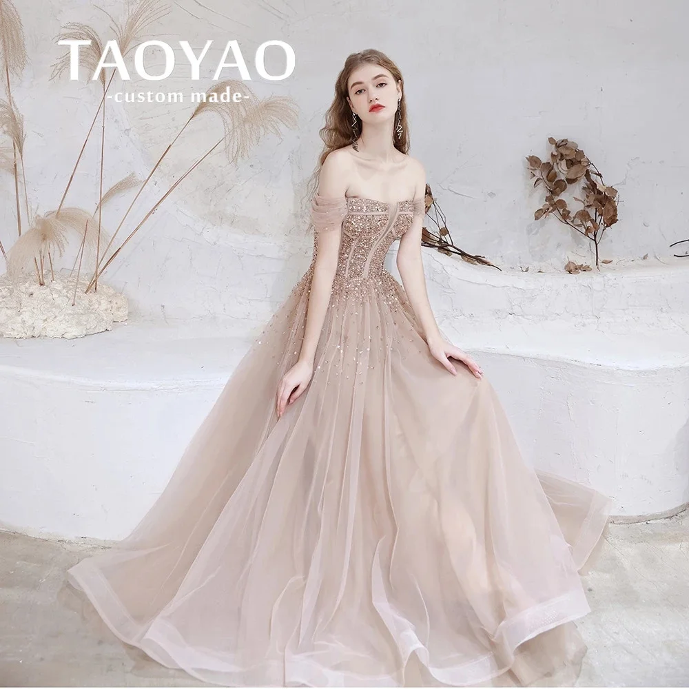 Купи Gorgeous Strapless A-Line Party Dresses Off-Shoulder Bow Evening Dresses Sexy Backless Prom Dress Lace-Up Lovely Robes De Soirée за 5,295 рублей в магазине AliExpress