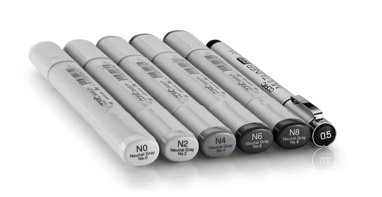 Набор маркеров на спиртовой основе Copic Sketch серые оттенки 6 цветов