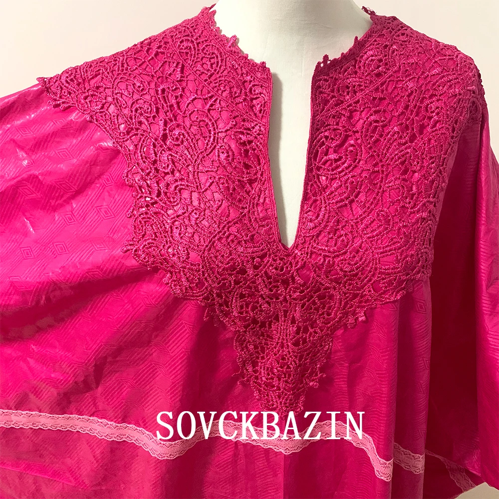 Африканское Оригинальное длинное платье Bazin с шарфом швейцарская вуаль