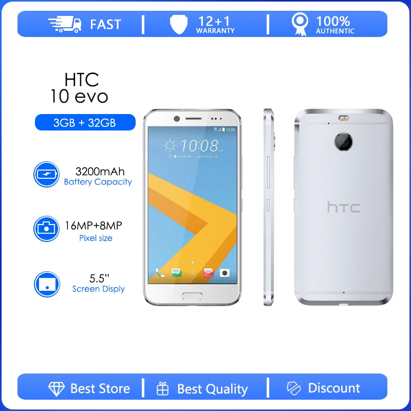 

HTC 10 EVO Refurbished-original HTC 10 EVO 5.5inch 3GB RAM+32GB ROM Octa Core Qualcomm810 android 7.0 4G-LTE2